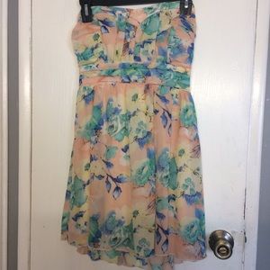 Floral Strapless Graduation Dress